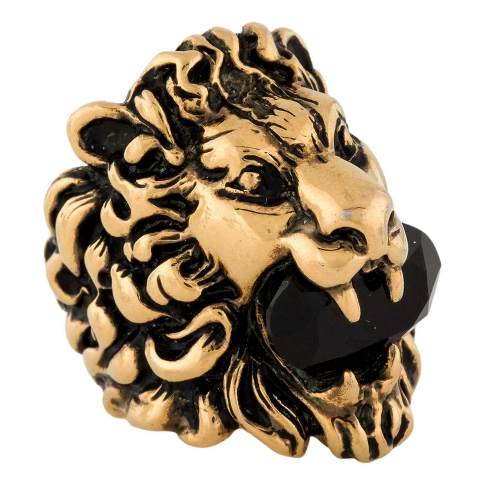 Gucci Lion Head King Ring With Crystal Aged Gold and Black - Picture 3 of 5